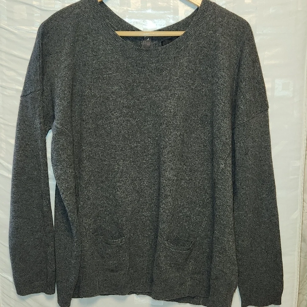 Aqua Heather Gray Cashmere Snap Back Pullover Sweater sz S Very Oversized